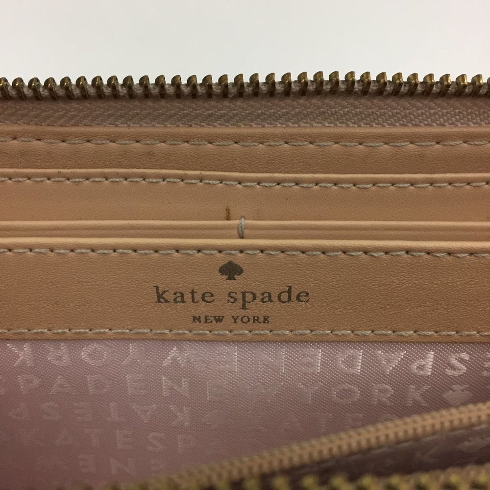 KATE SPADE New York Rose Gold Logo 100% Genuine Cow Leather Zip Around Wallet - Picture 5 of 10